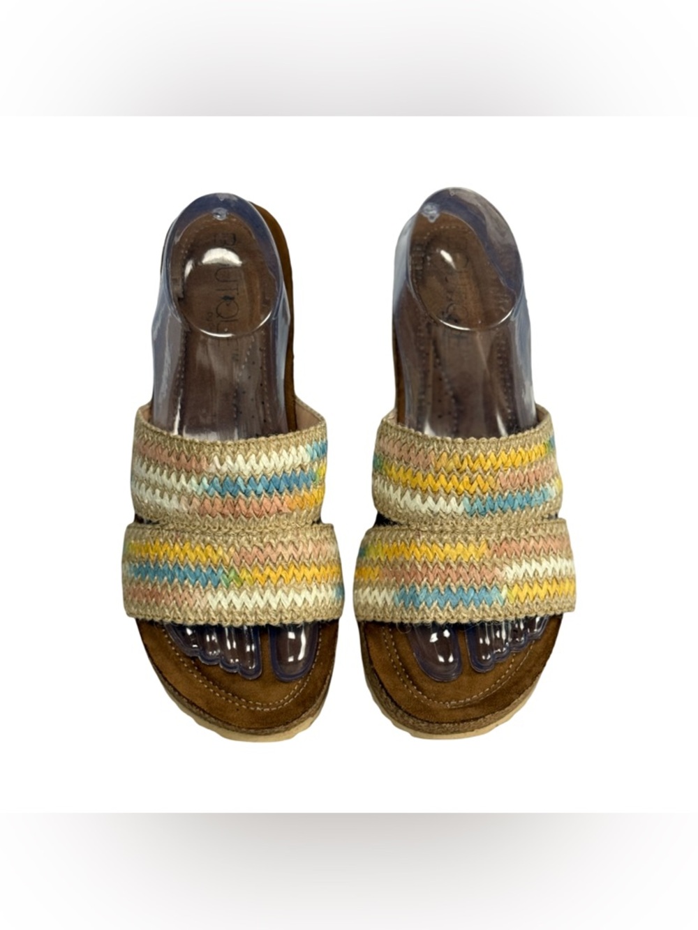Corkys Women's Size 10 Multicolor Woven Wedge Slide Sandals Cork Platform Boho
